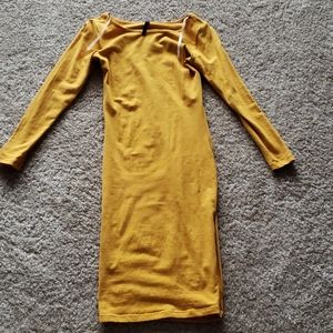 Long Sleeve Mustard Dress